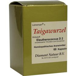 Eine grüne Packung mit homöopathischen Taigawurzel-Kapseln.
